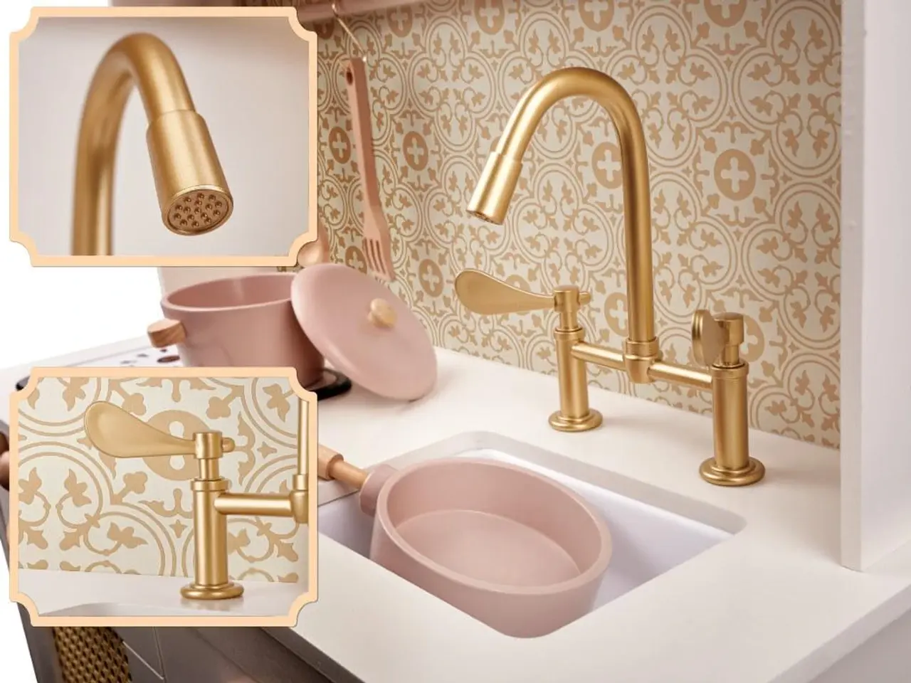 Billede 17 - Legekøkken i træ med retro look og boho tilbehør - MDF, lys og lyd