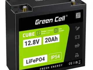 Green Cell CUBE LiFePO4-batteri 12,8 V 20 Ah (256 Wh) - sort/grøn
