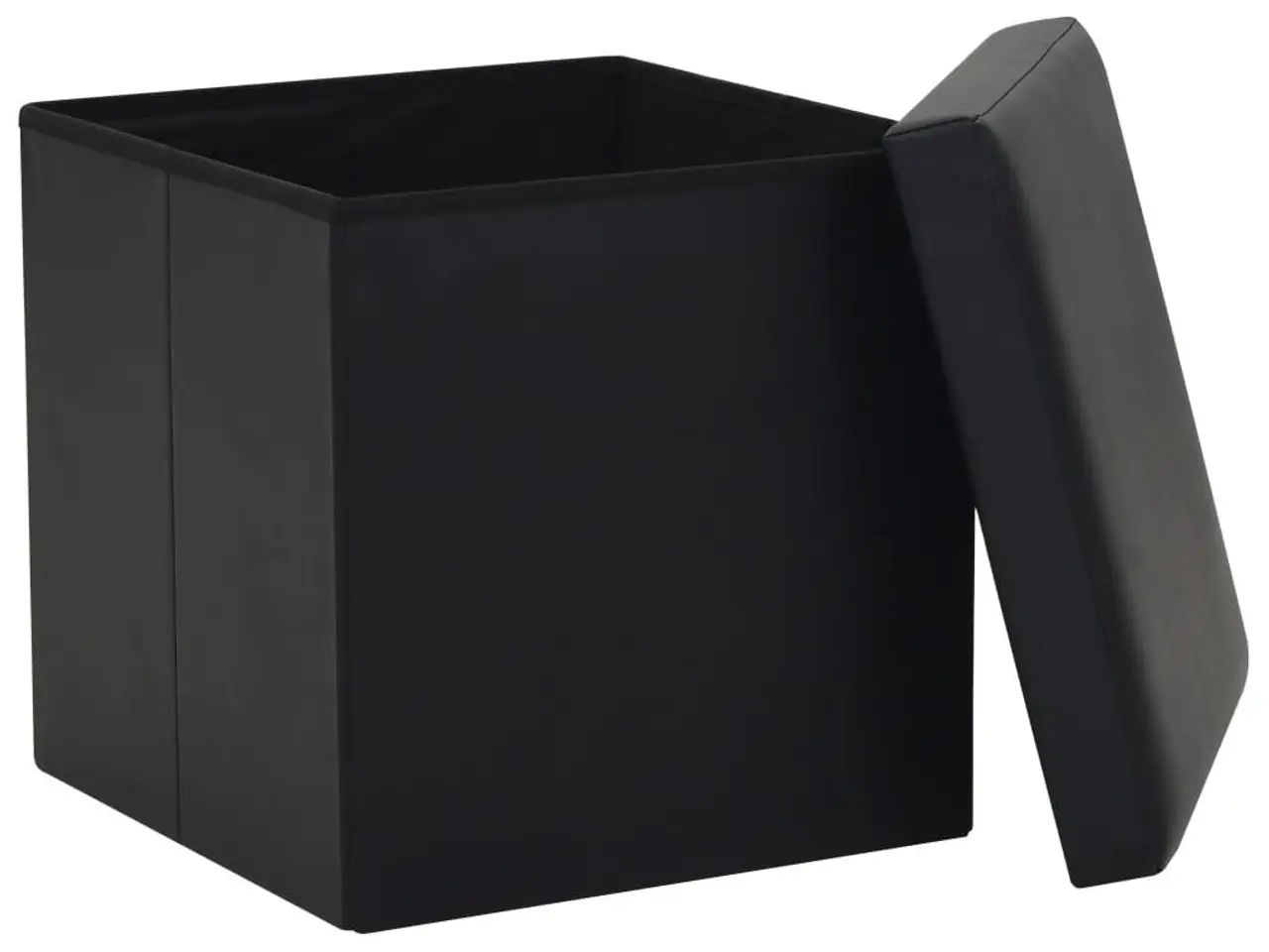 Billede 3 - Foldbar opbevaringsskammel i kunstlæder 38 x 38 x 38 cm - sort
