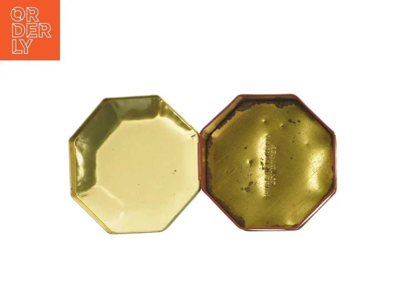 Billede 3 - Engelsk Vintage Ottekantet metal dåse med blomstermotiv (str. 12 x 7 cm)