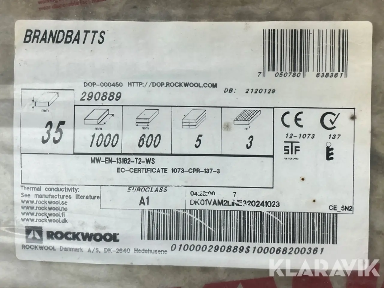 Billede 2 - Rockwool brandbatts 72 m2 - 35 mm