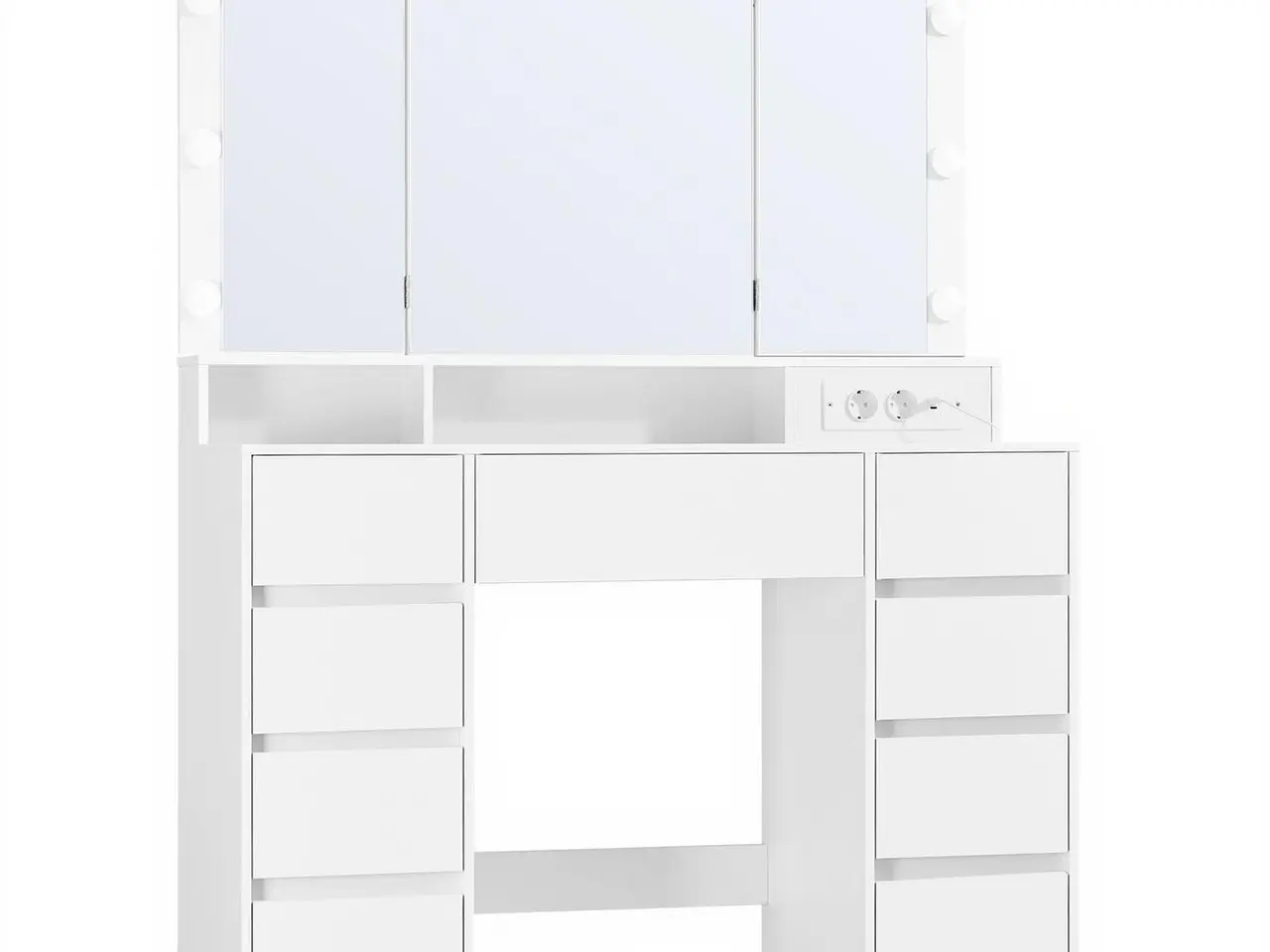 Billede 1 - Toiletbord med spejl, LED-lys og stikdåse - hvid