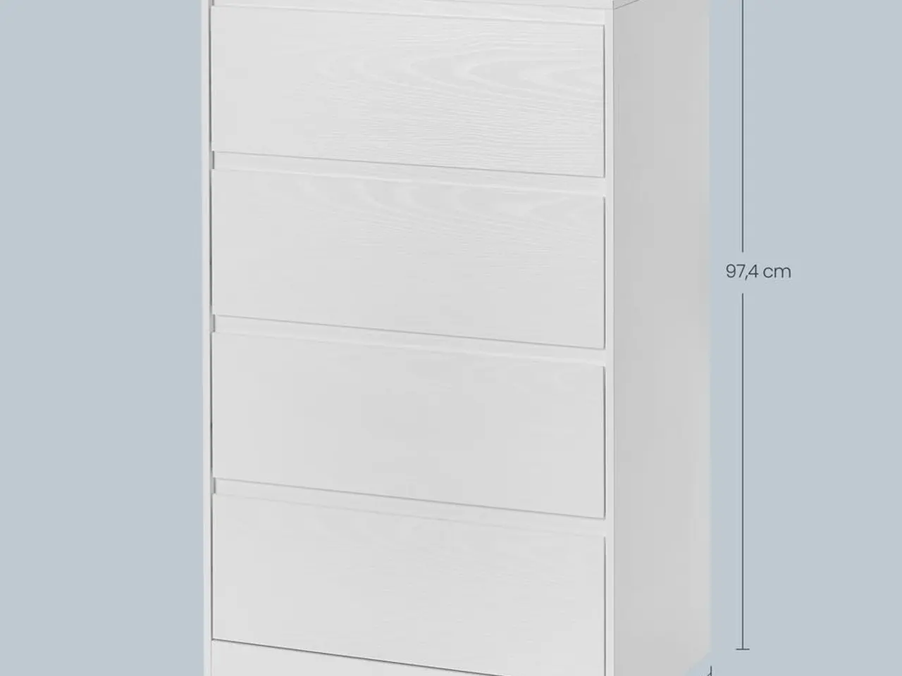 Billede 3 - Kommode med 4 skuffer - hvid, 40 x 60 x 97,4 cm