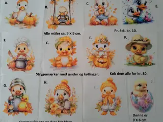 Strygemærker med traktor, lasbiler m.m. og dyr.