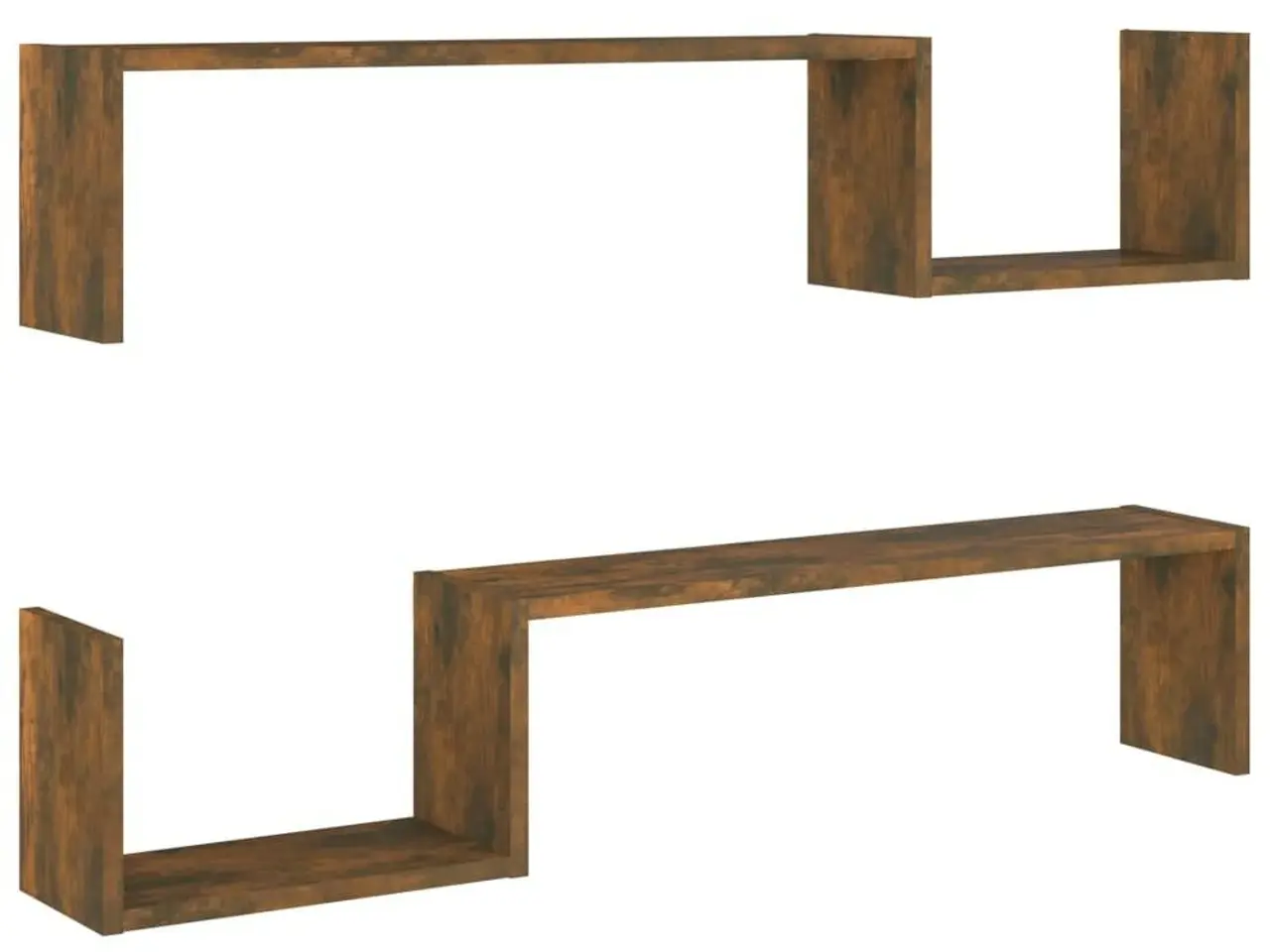 Billede 2 - Væghylder 2 stk. 100x15x20 cm konstrueret træ røget egetræ