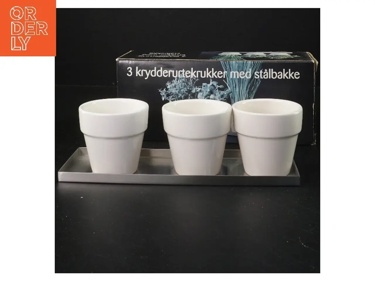 Billede 1 - Sæt af krydderurtekrukker med stålbakke (str. 6 cm)