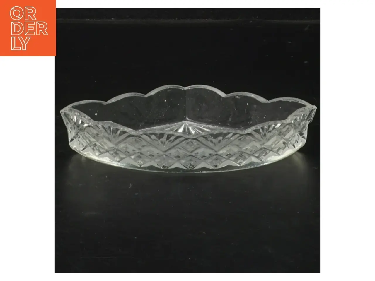 Billede 2 - Dekorativt glasfad (str. 14x8,5 cm)