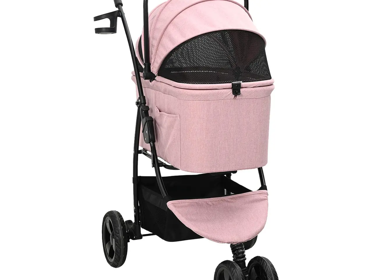 Billede 3 - Sammenklappelig kæledyrsvogn - lyserød, polyester 78 × 54 × 101 cm