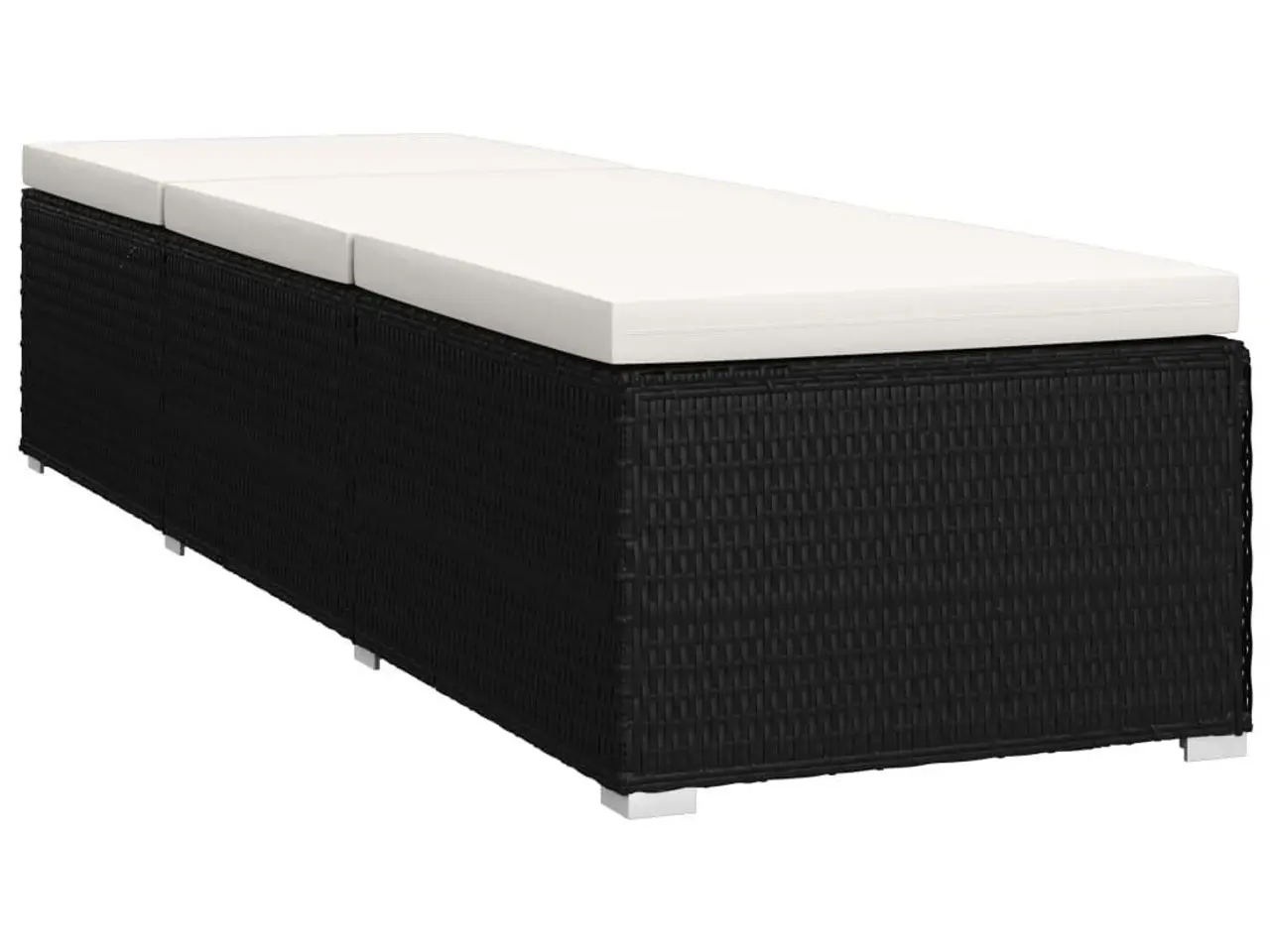 Billede 5 - Liggestol med hynde og tebord i polyrattan - sort/cremehvid