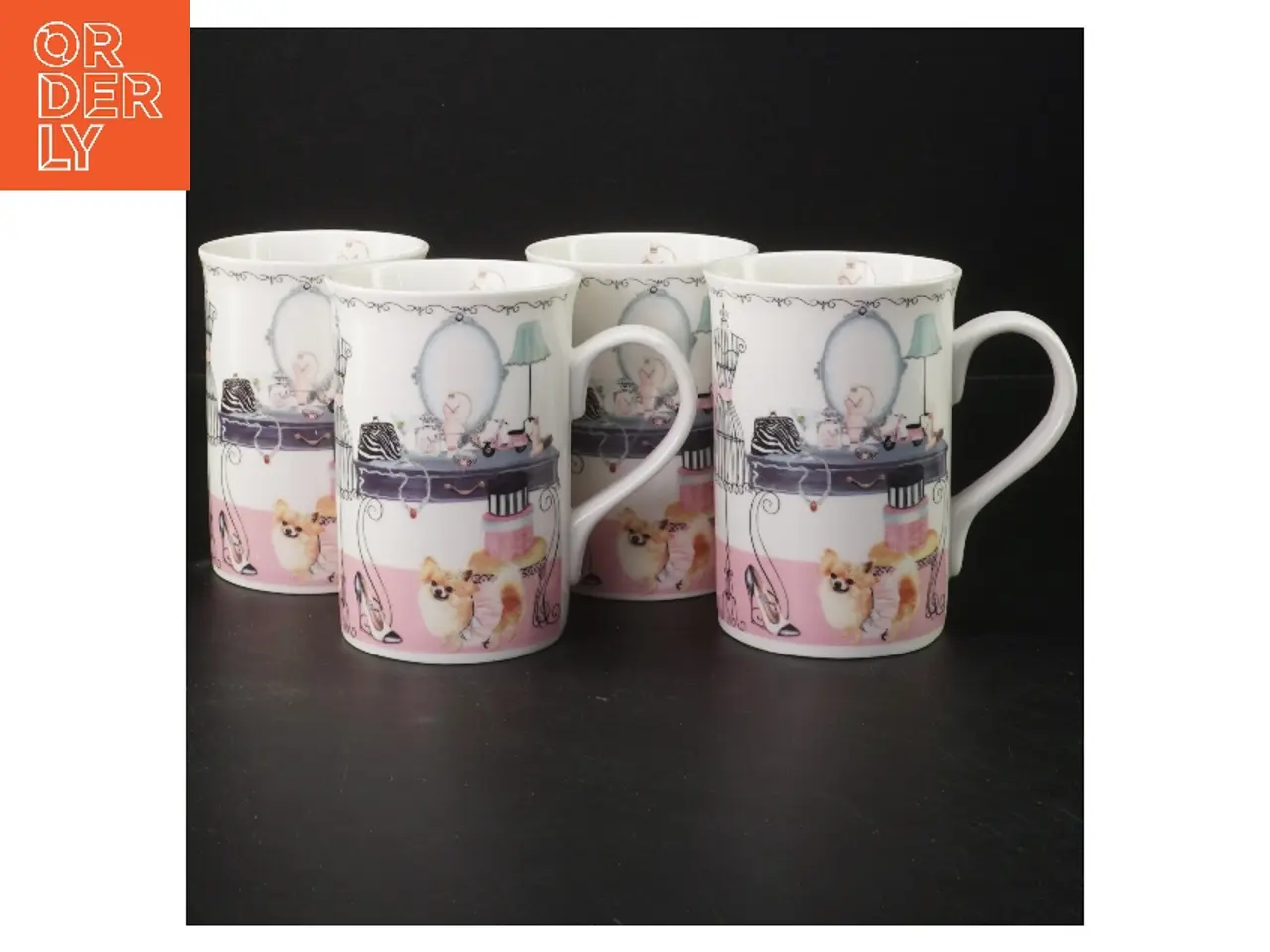 Billede 1 - Dekorative krus med hundemotiv, 4 styk fra Summer Blues (str. 4 styk, 11 cm)