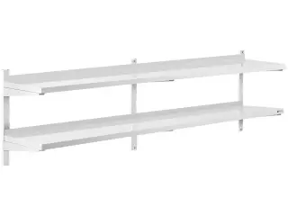 Væghylde i rustfrit stål – dobbeltmodel – 200x40cm