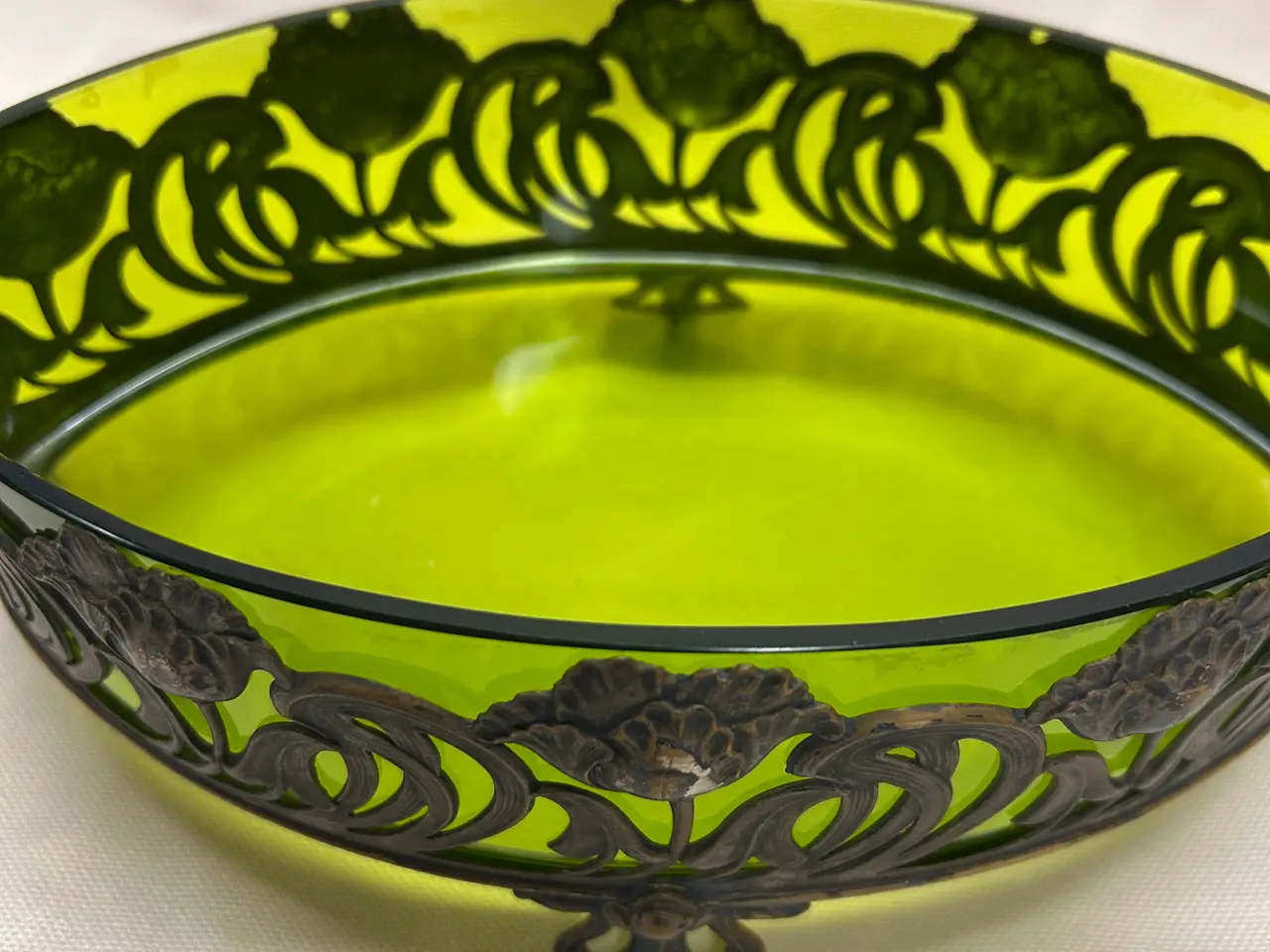 Billede 3 - Art Nouveau (Jugendstil) opsats med grøn glas.