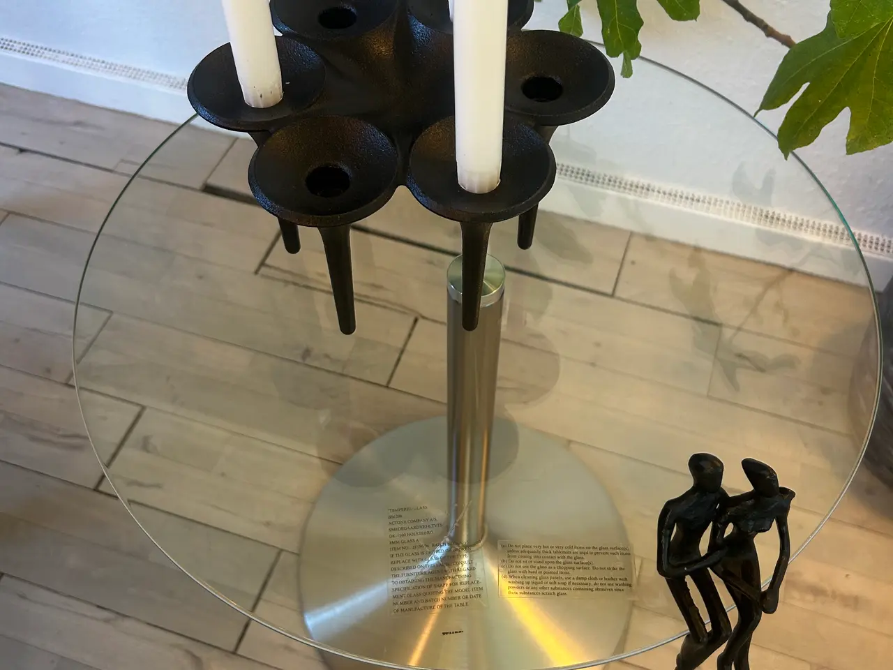 Billede 4 - Glasbord på kromfod - diameter 51 cm