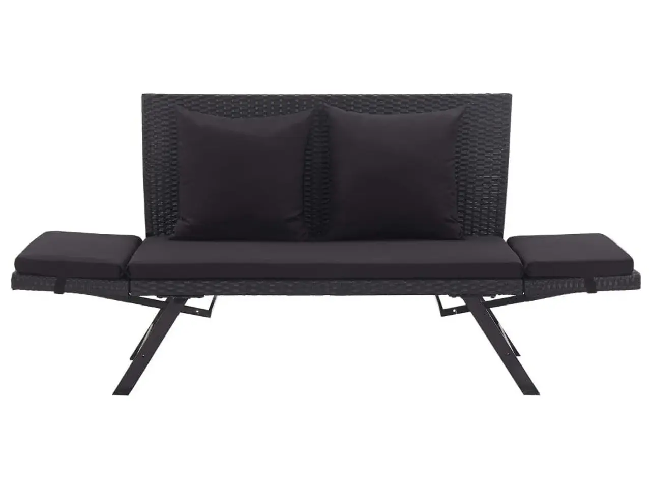 Billede 6 - Havebænk med hynder 176 cm i polyrattan - sort