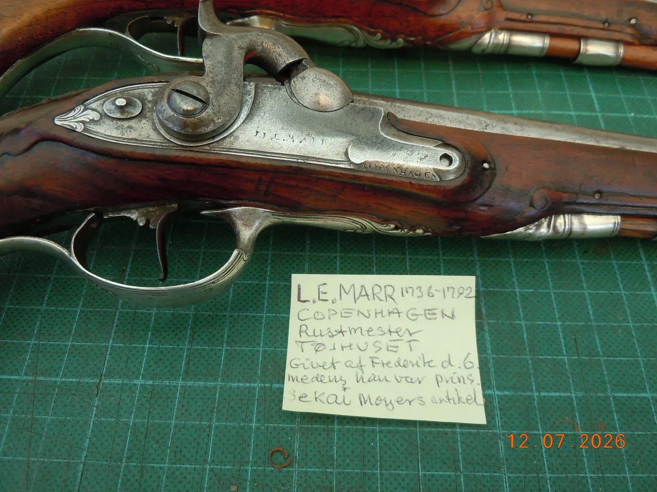 Billede 2 - Pistolsæt 1785 Danske med sølvbeslag.