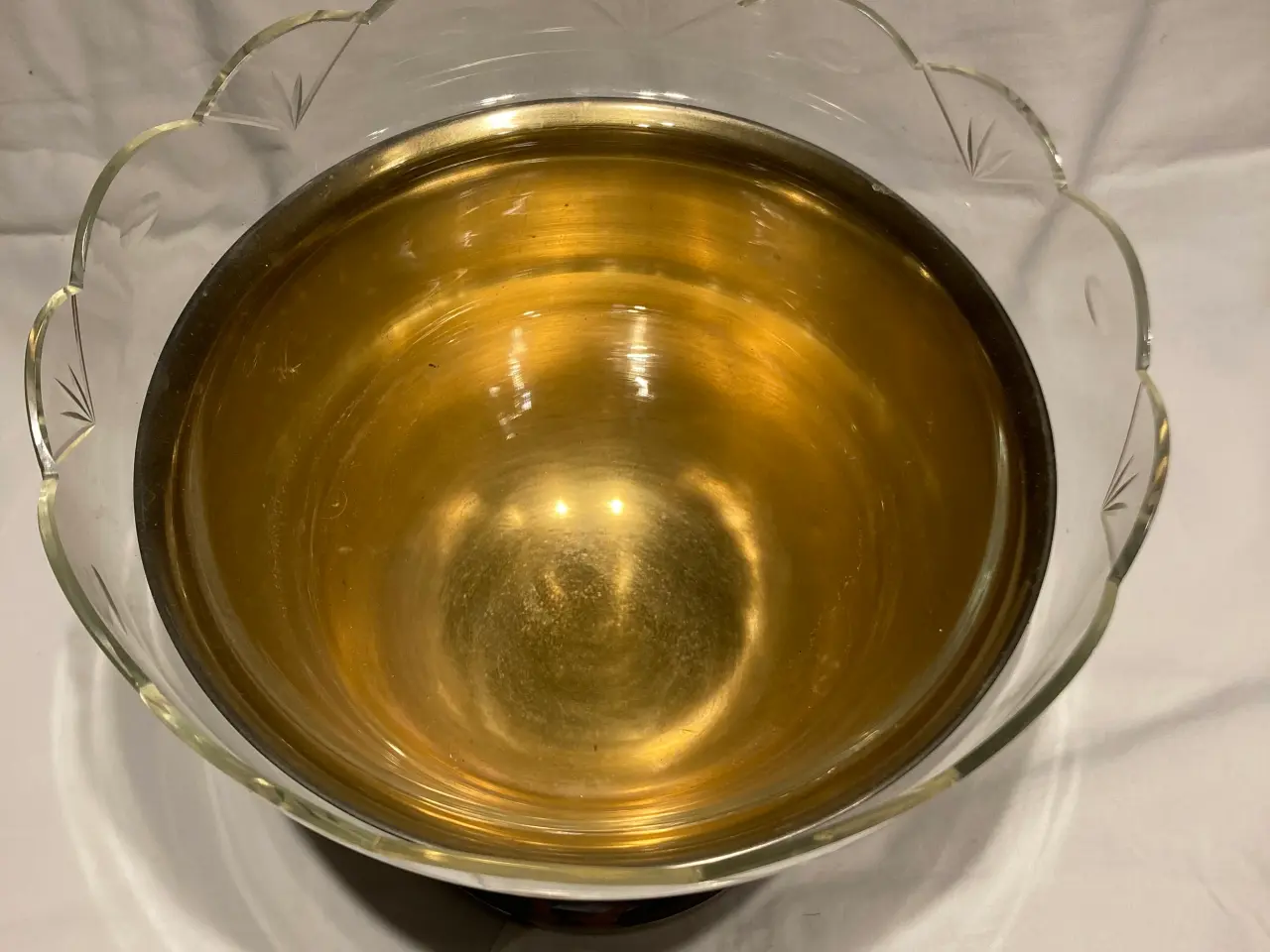 Billede 2 - Antik metalopsats med glasindsats
