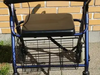 Rollator aluminium med kurv og ryglæn - næsten ny