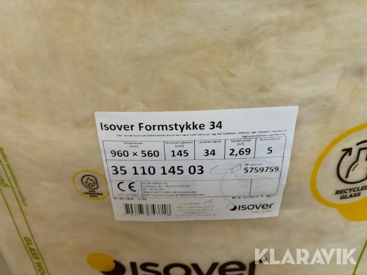 Billede 12 - Glasuldsisolering Isover Formstykke 34 og 37. 19 pakker
