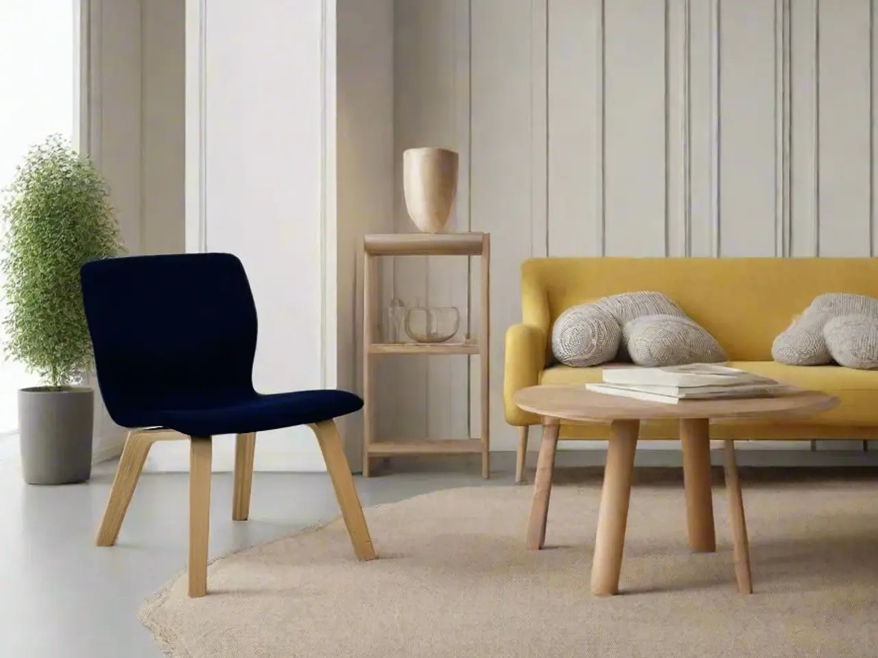 Billede 2 - Magnus Olesen Butterfly lounge Loungestol – Blå med Træ Stel