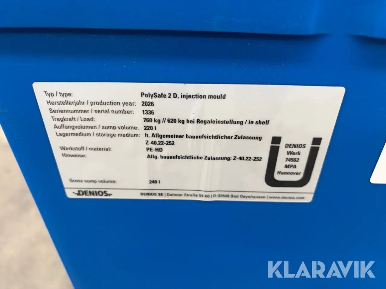 Billede 9 - Opsamlingskar Denios PolySafe 2 D - SteelSafe 2 D 2 styk