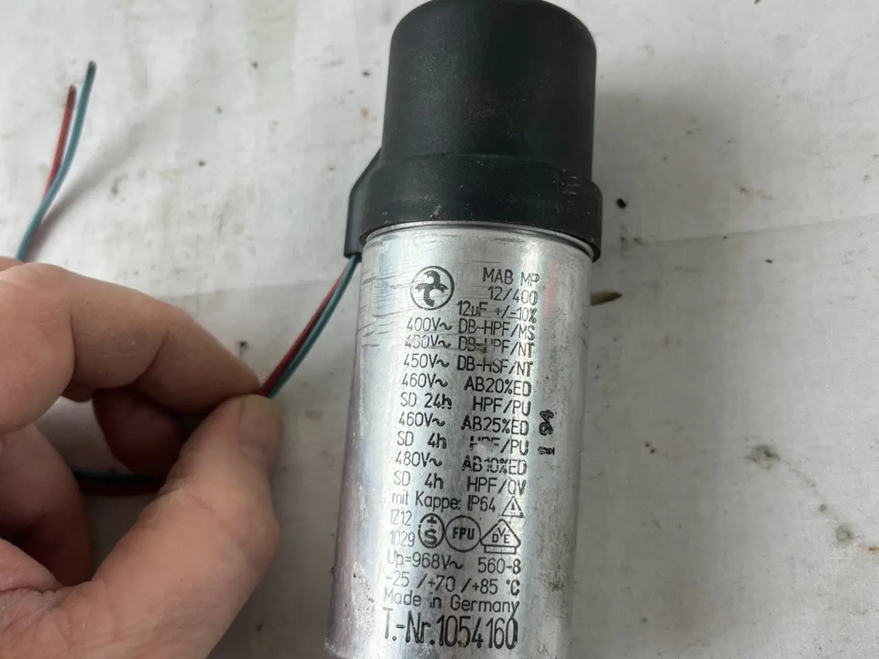 Billede 2 - MAB MP 12/400 12µF 400–480V Motor Run Capacitor in