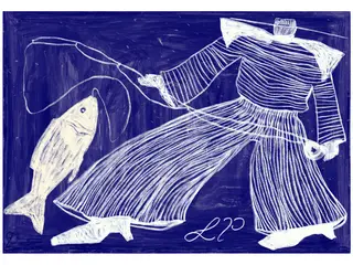 The Poster Club – Sam Fishing, 50×70 cm med ramme