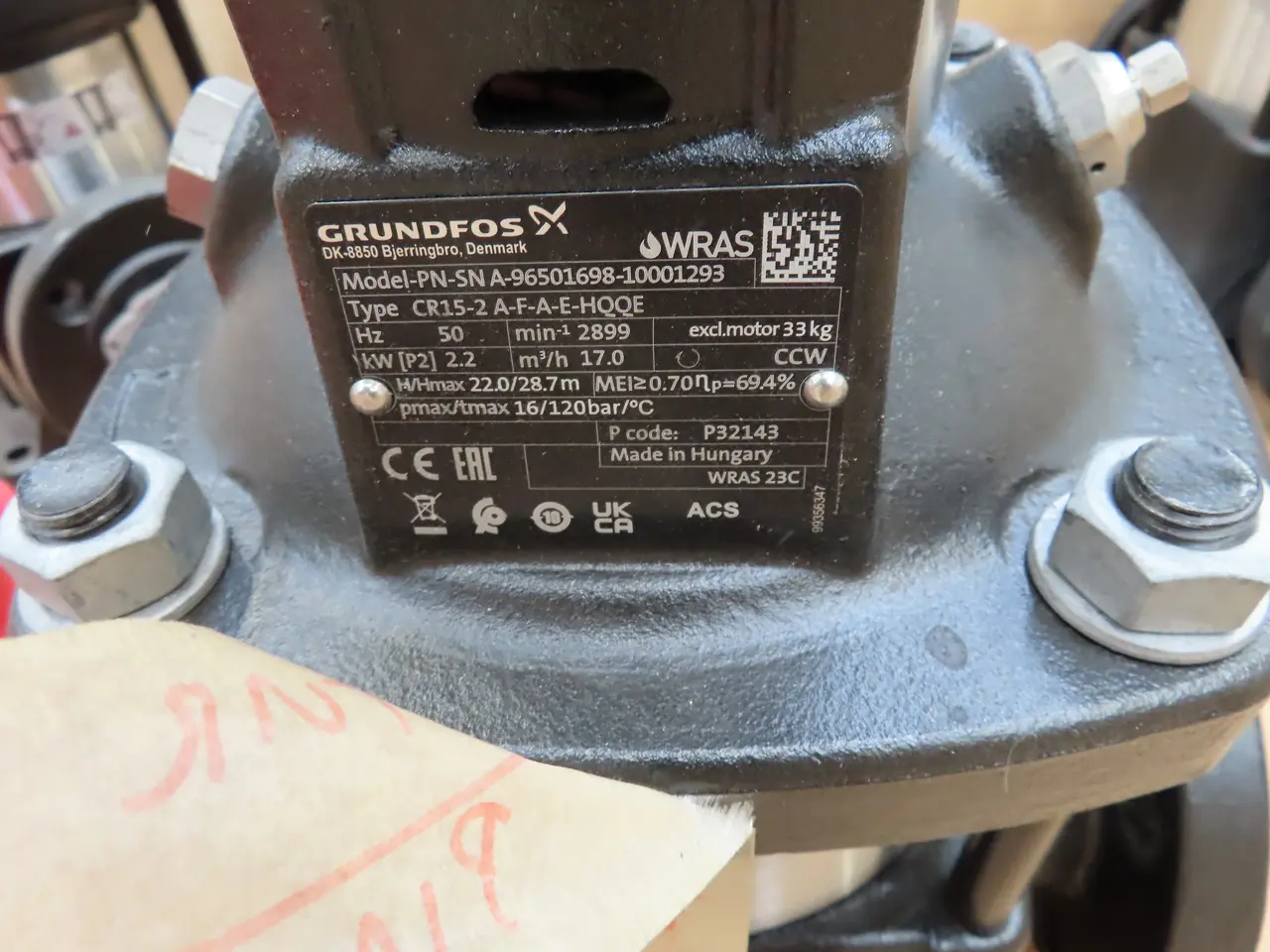 Billede 4 - Centrifugalpumpe GRUNDFOS PN-SN A-96501698-10001293