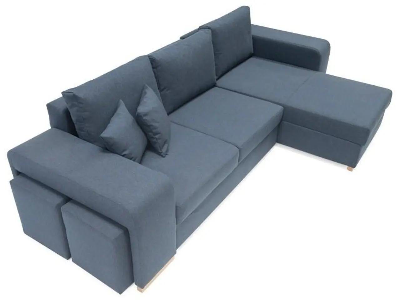 Billede 6 - Vendbar sovesofa Mark med 2 puffer - Blå Inari 80