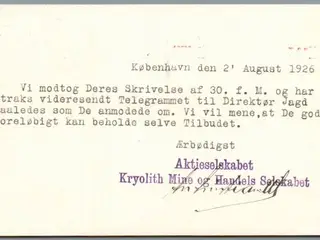 Aktieselskabet Kryolit Mine og Handels Selskabet - Postkort - Brugt