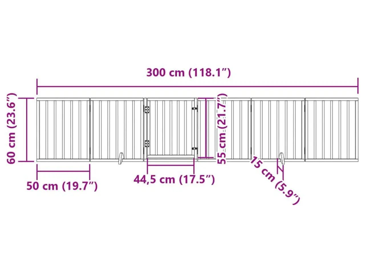 Billede 10 - Foldbart hundegitter med dør - 6 paneler, 300 cm poppeltræ