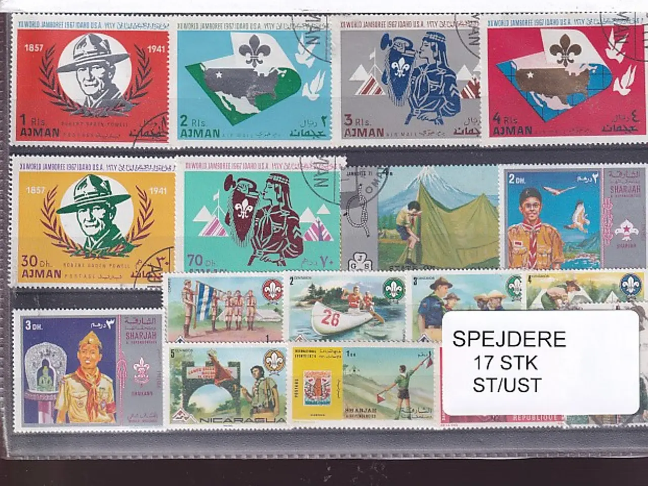 Billede 1 - Spejder på Frimærker. 17 Stk. Stemplet/Ustemplet