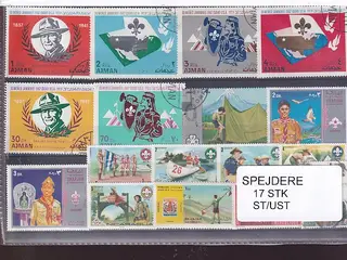 Spejder på Frimærker. 17 Stk. Stemplet/Ustemplet