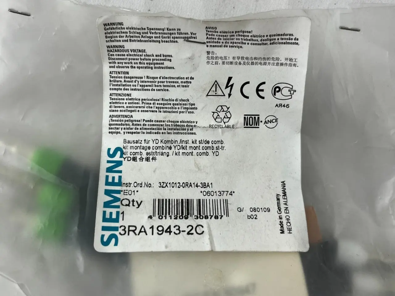 Billede 2 - Siemens 3RA1943-2C Wiring Kit YD Combination Set