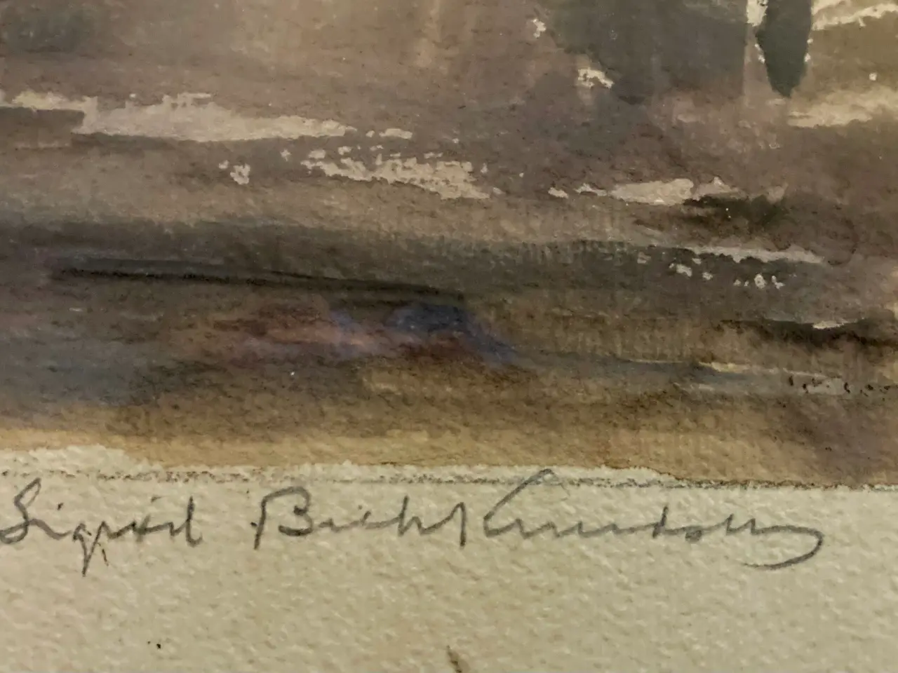 Billede 3 - Sigrid B Knudsen (f:1864 d:1948) akvarel Landskabb