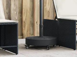 Rund parasolfod med hjul - Ø38/48 mm stænger, 27 kg, sort