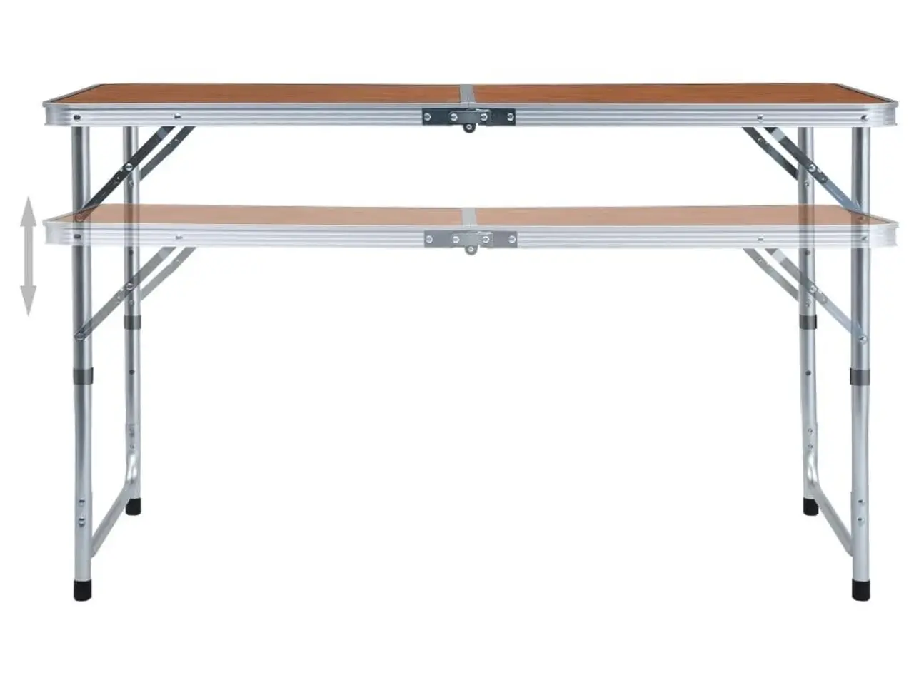 Billede 3 - Foldbart campingbord i aluminium - 120 x 60 cm, højdejusterbart