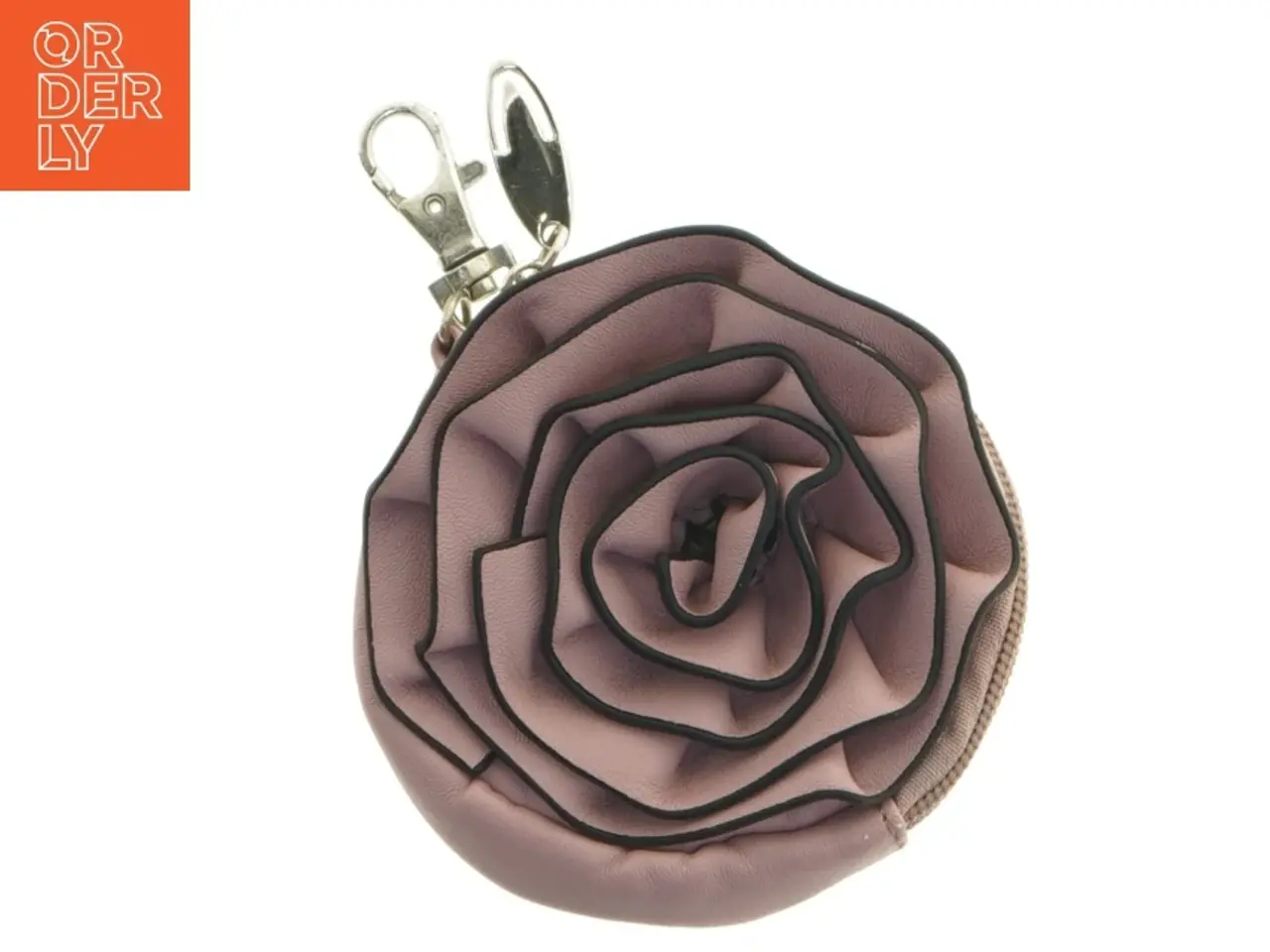 Billede 1 - Rund Læder Taske med rosen design (str. Ø 10 cm)