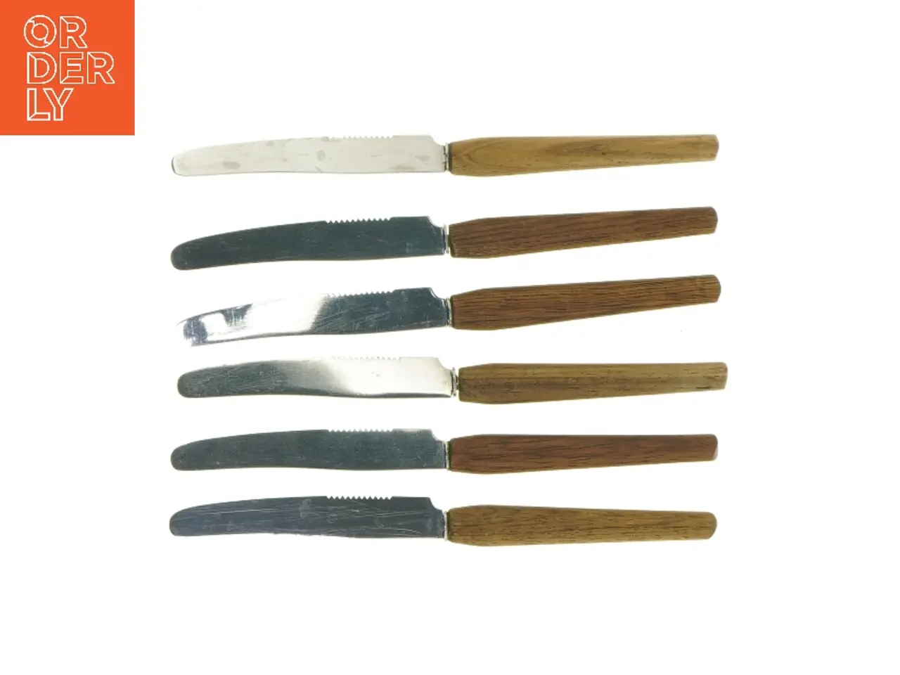 Billede 4 - Vintage smørreknivssæt i træ og stål (str. 17 cm)