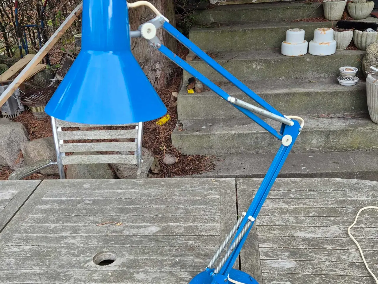 Billede 1 - Blå arkitektlampe på rund fod