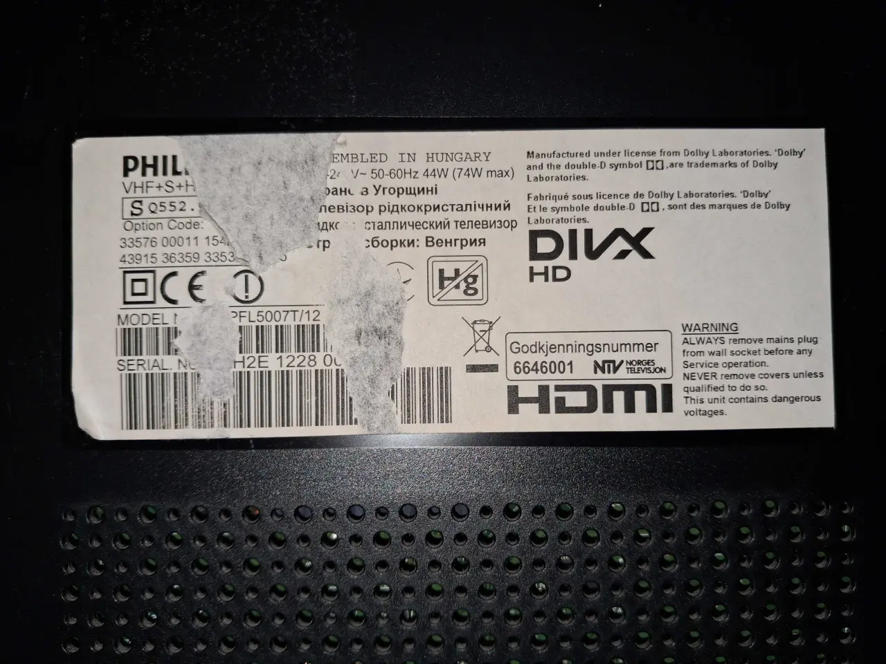 Billede 1 - Philips tv med vægophæng