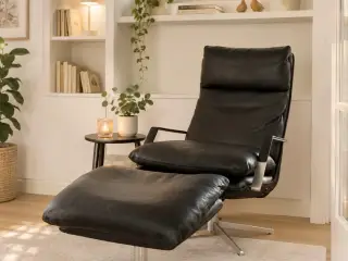 Søren Lund SL330 hvilestol m/skammel i sort solid.