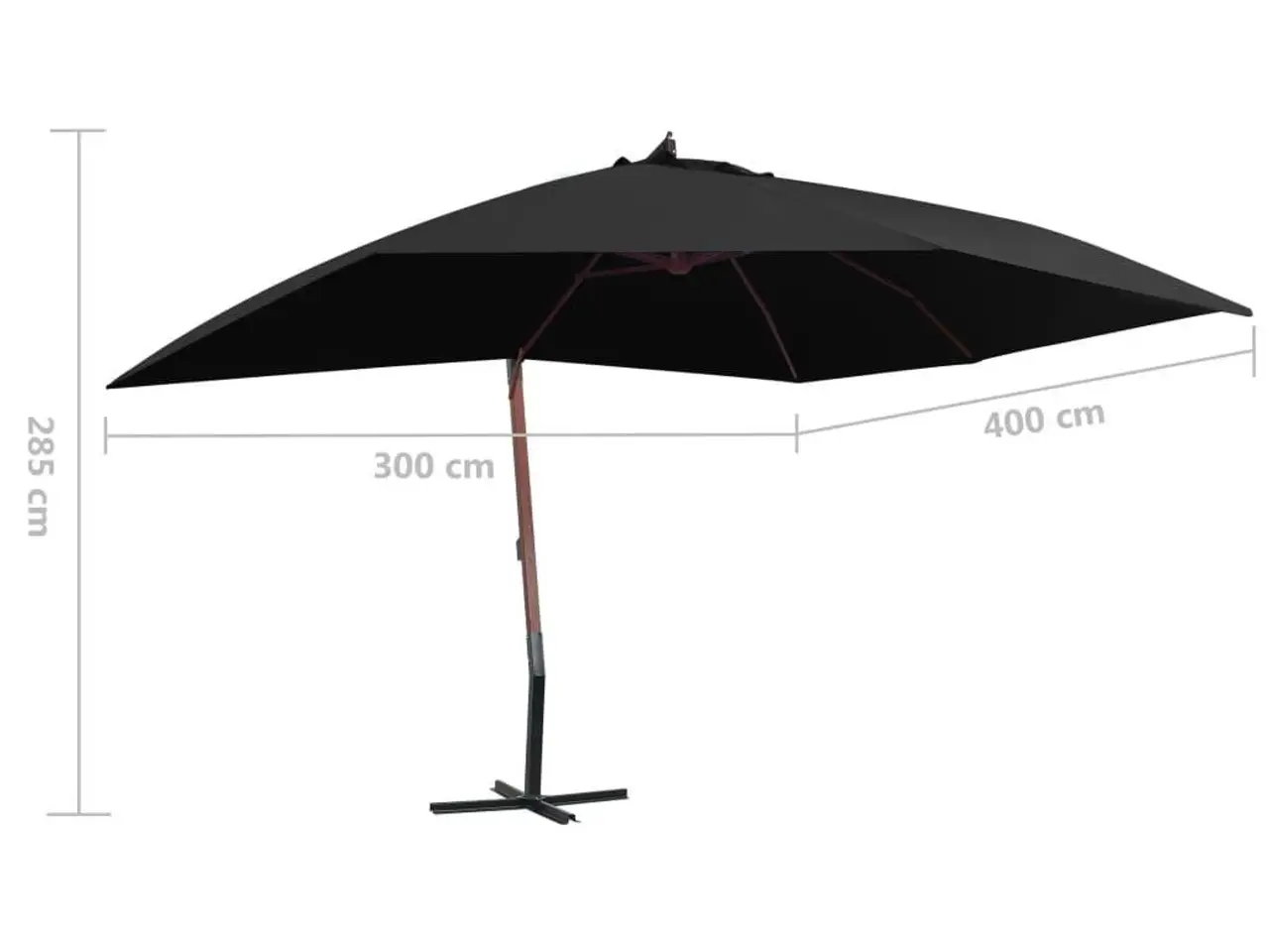 Billede 8 - Hængeparasol 400 × 300 cm med træstang - sort