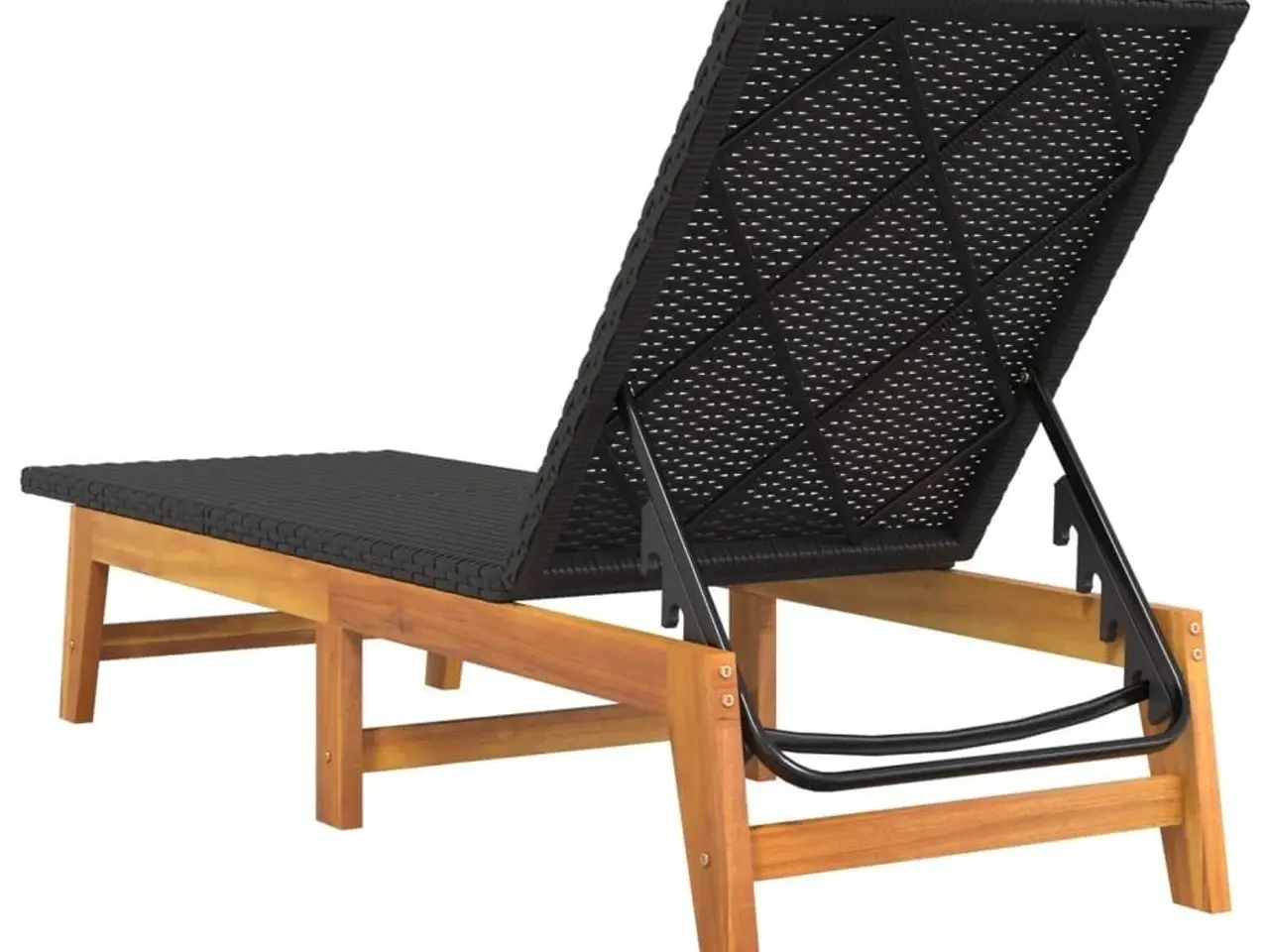 Billede 8 - Liggestole 2 stk. i polyrattan og massivt akacietræ - sort/brun