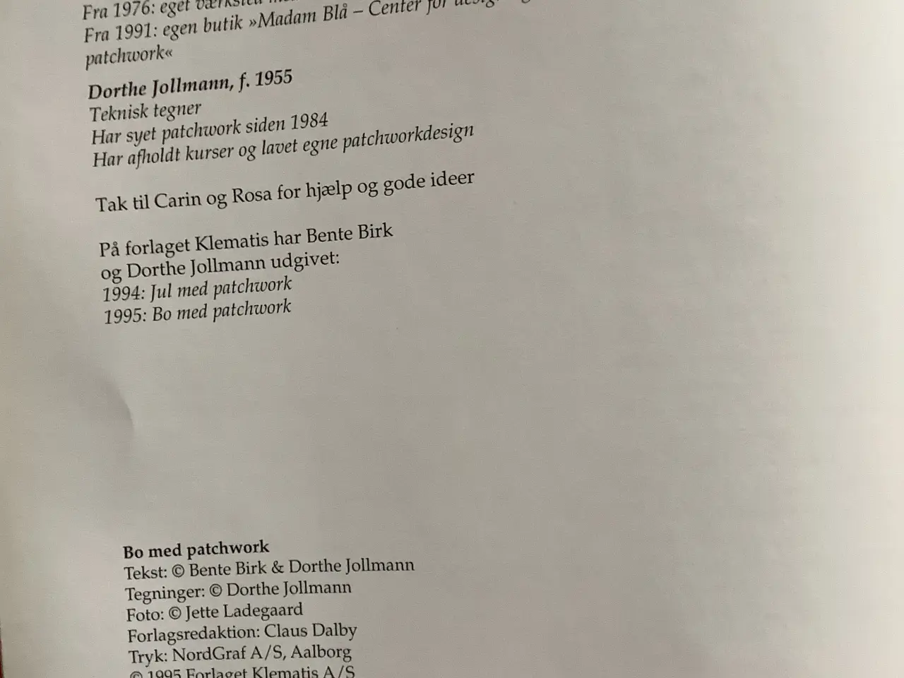 Billede 2 - Bo m. patchwork, B. Birk og D. Jollmann. Giv bud.