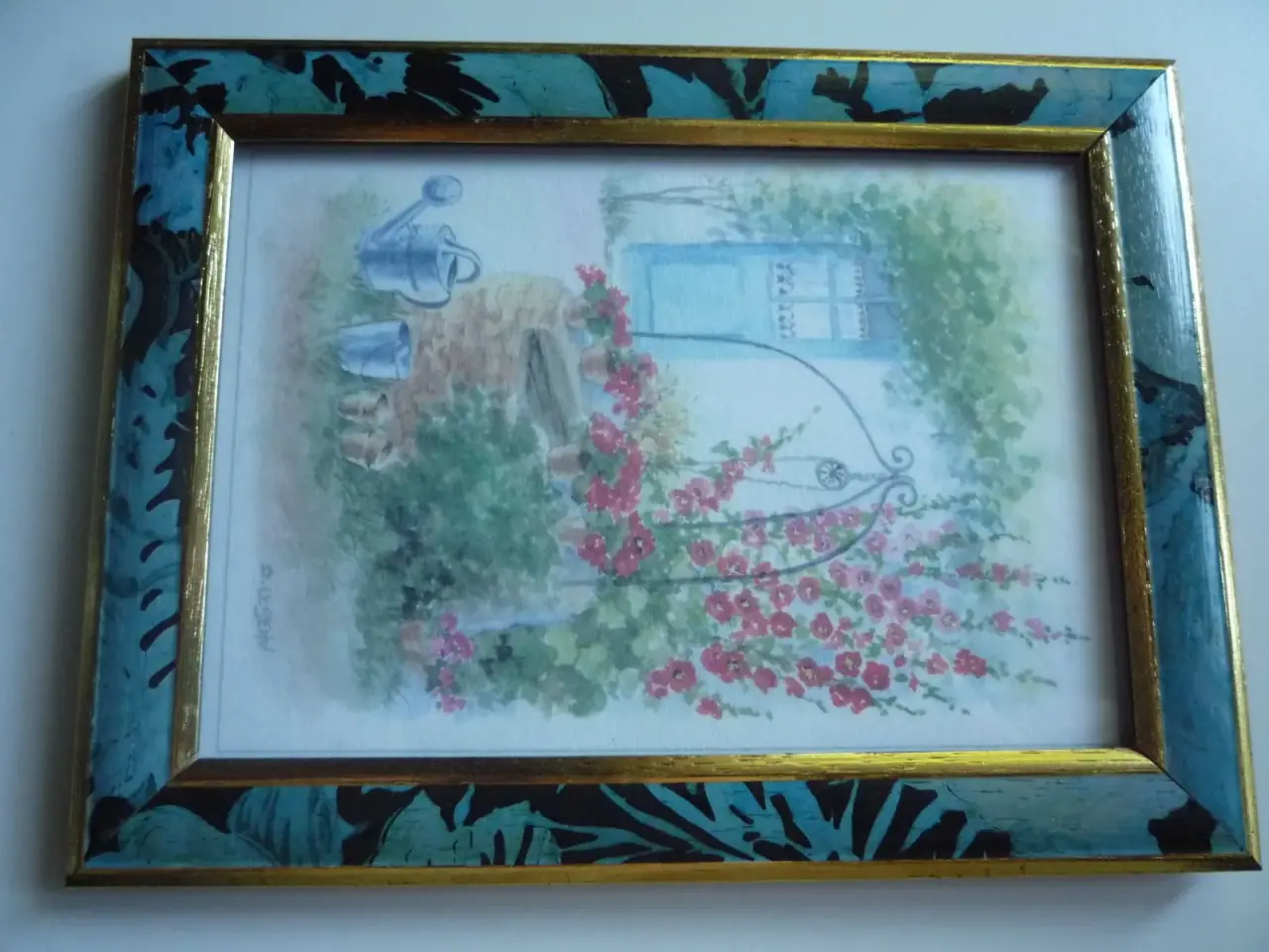 Billede 2 - Smuk håndmalet blomster billedramme