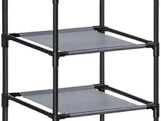 Skostativ med 10 hylder - pladsbesparende skoreol 33 × 33 × 173 cm, metalstel og hylder i nonwoven - grå