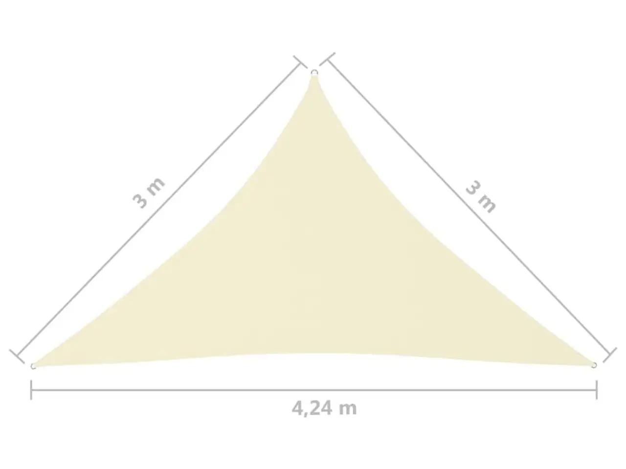 Billede 6 - Solsejl 3x3x4,24 m trekantet oxfordstof cremefarvet