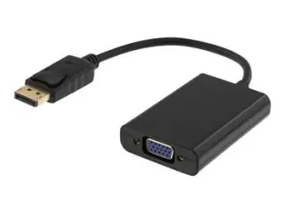 Deltaco DisplayPort til VGA-adapter med lyd, 0,25m, sort / Grade A+