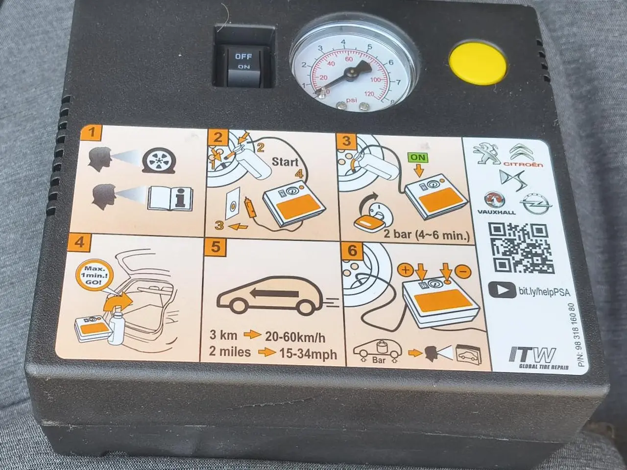 Billede 3 - MINI KOMPRESSOR 12V-15A-180W, GLOBAL TIRE REPAIR