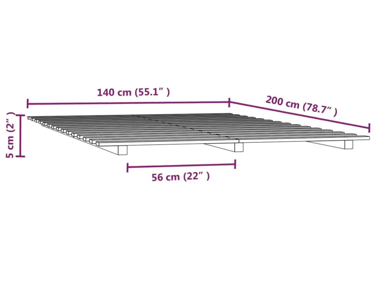Billede 8 - Sengeramme 140 x 200 cm i massivt fyrretræ - hvid